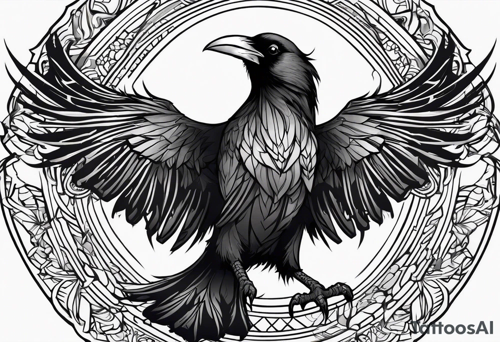 Raven changing into a phoenix tattoo idea