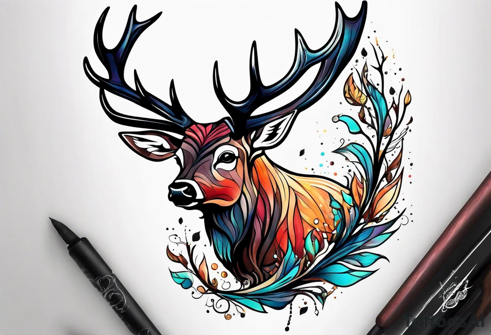 antlers flying away tattoo idea