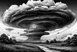 Clouds darkness hard core tornado downpour tattoo idea