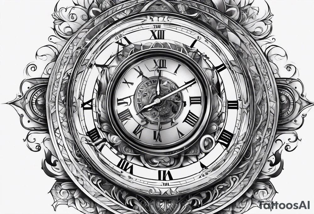 time travel lower sleeve design tattoo idea