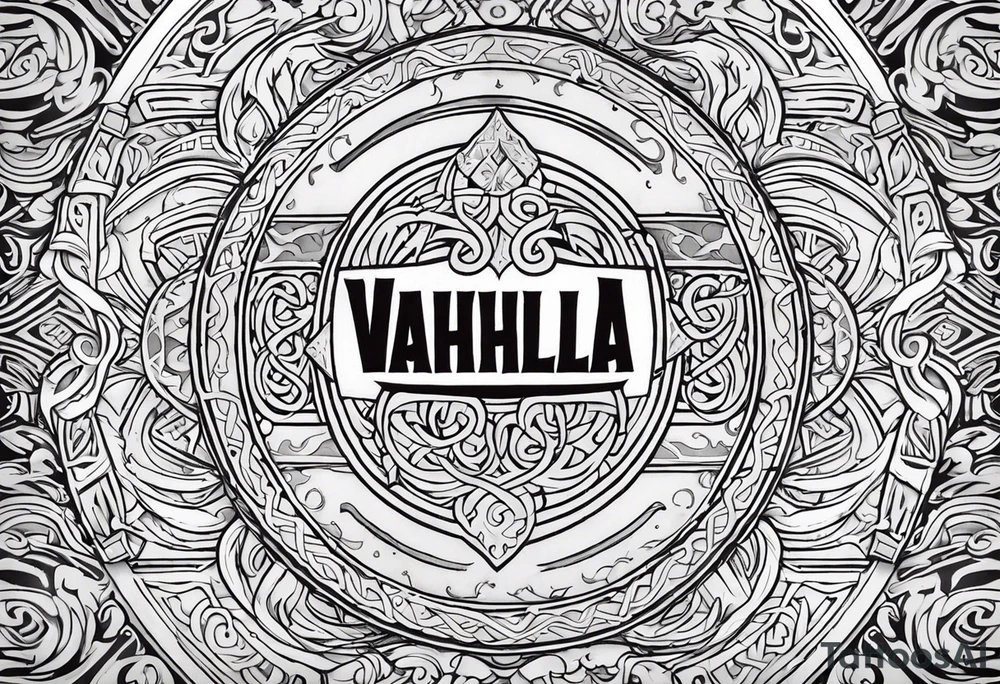 Valhalla viking gods shield tattoo idea