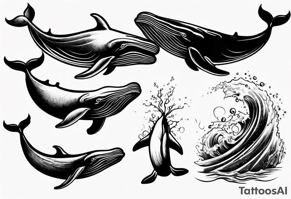 Whale with water splash tattoo idea