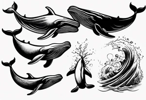 Whale with water splash tattoo idea