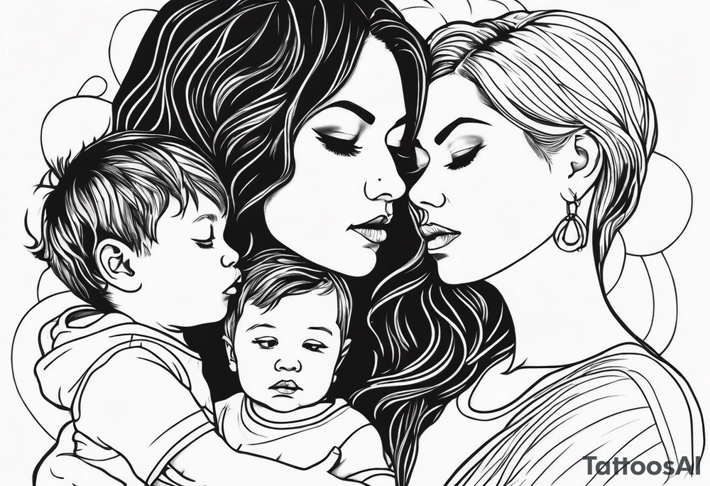 Mom with son and daughter tattoo idea