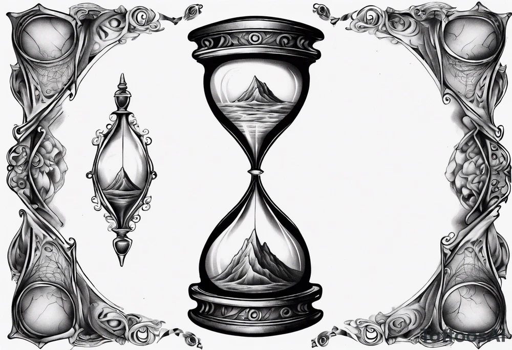 an hourglass with filagree tattoo idea