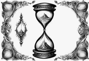 an hourglass with filagree tattoo idea