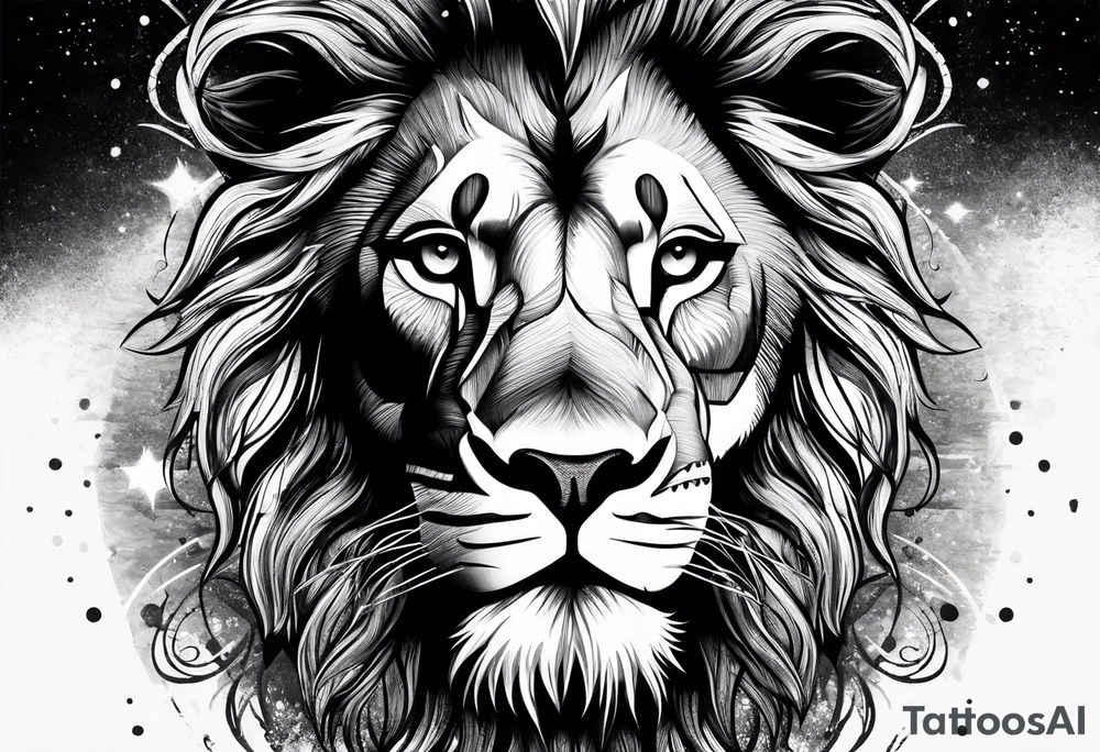 Lion in outerspace tattoo idea