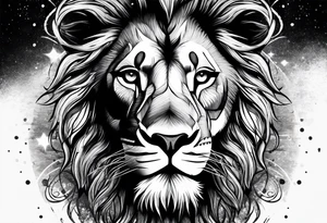 Lion in outerspace tattoo idea