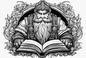 dwarf coming out of a book tattoo idea