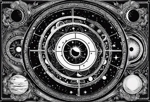 Astrology, Cancer, Natal Chart, symbolic, vision, yin yang, the moon, the sun, Uranus, Pluto, spiritual third eye, mystical armband tattoo idea