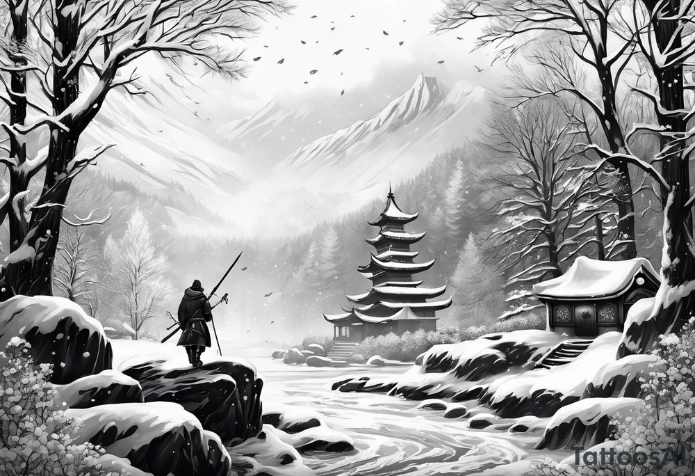 snow falling on swords tattoo idea