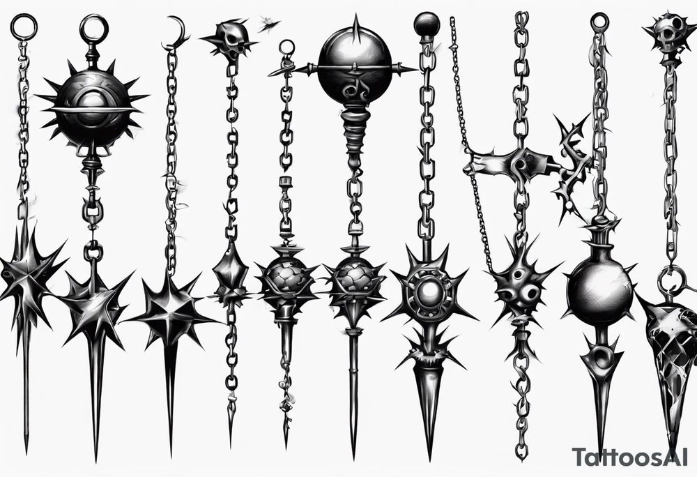 spiked ball mace on a chain tattoo idea