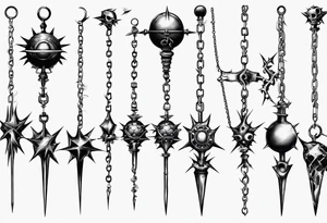 spiked ball mace on a chain tattoo idea