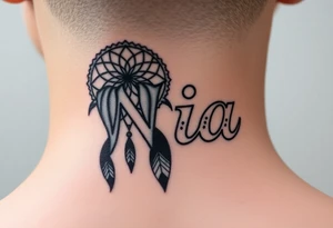 Name Nia in a dreamcatcher faded letters tattoo idea