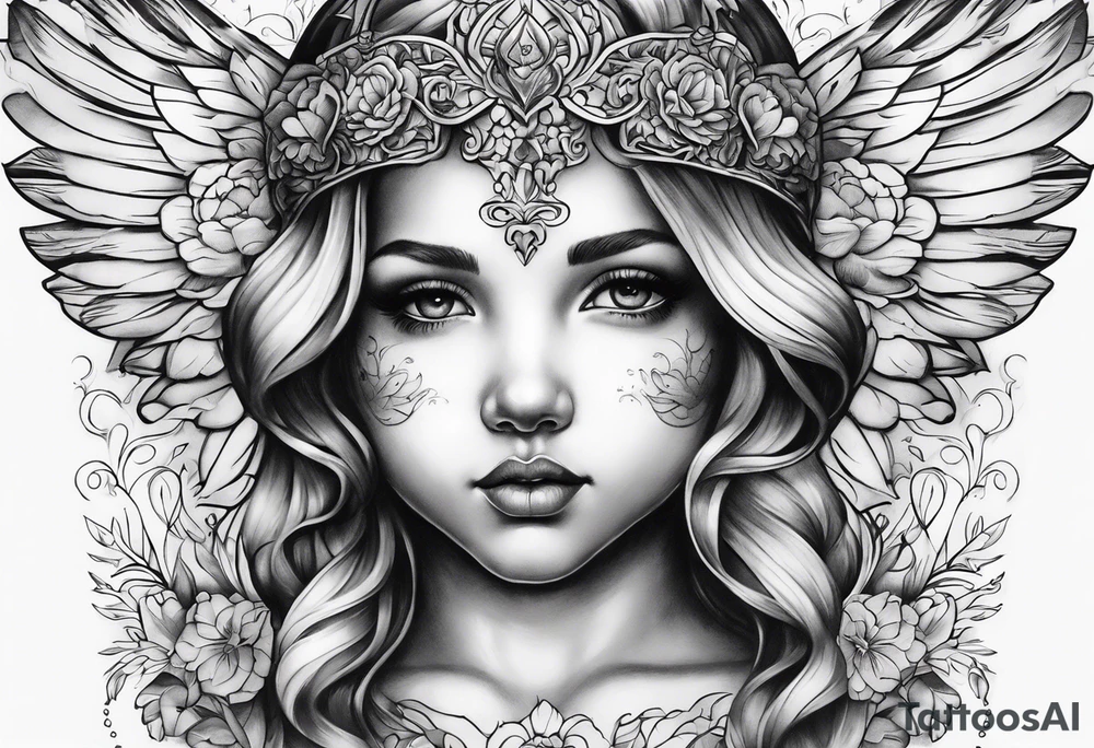 cherub tattoo her body tattoo idea