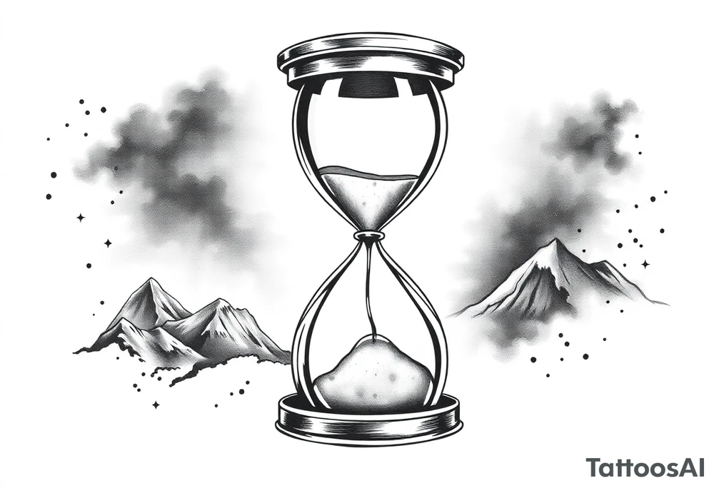 antique hourglass with day and night in the background tattoo idea