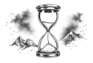 antique hourglass with day and night in the background tattoo idea