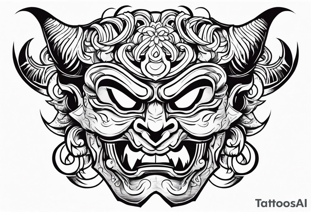A Oni mask for protection against Evil tattoo idea
