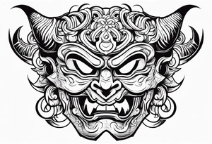 A Oni mask for protection against Evil tattoo idea