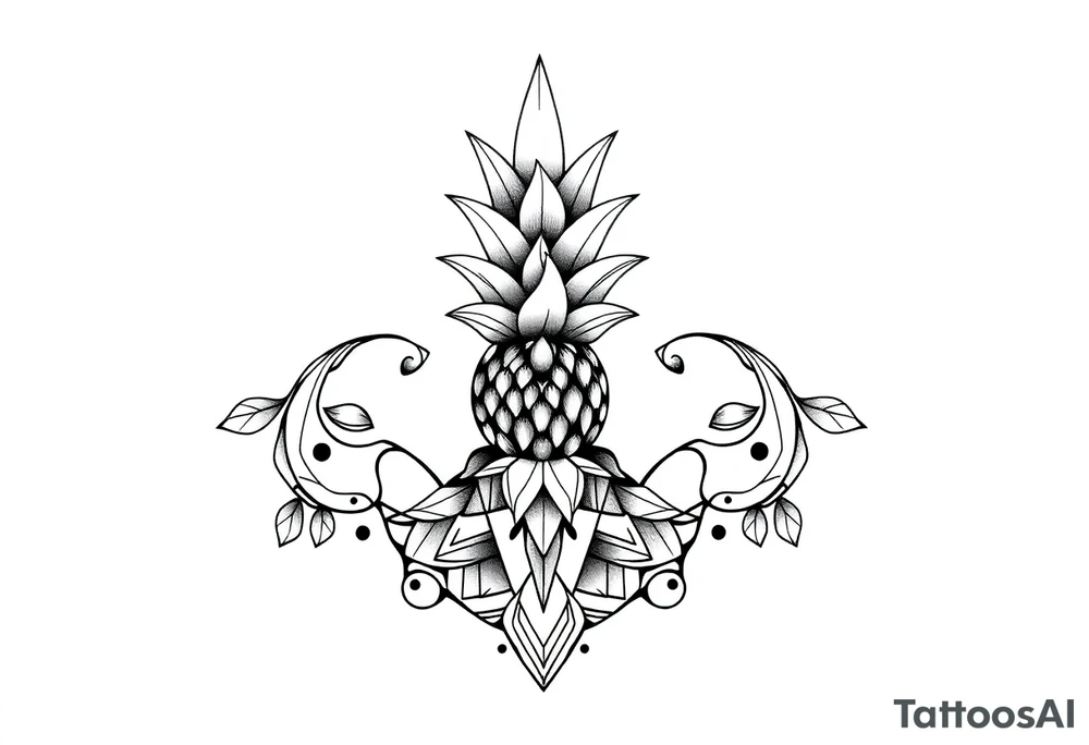 Bushy crown pineapple vagina, design to go over vagina , erotic vagina area design, anus to be at the bottom tattoo idea