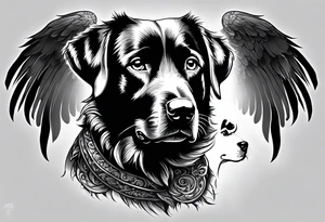 Dad and dog passed. I want 2 wings. I to represent dad as guardian angel and 1 represent la my dog. Her name was halo so I’d like to add a halo to it. tattoo idea