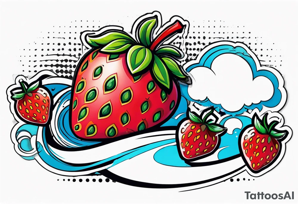 Single Strawberry new school tattoo idea