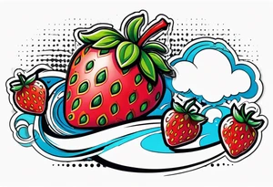 Single Strawberry new school tattoo idea