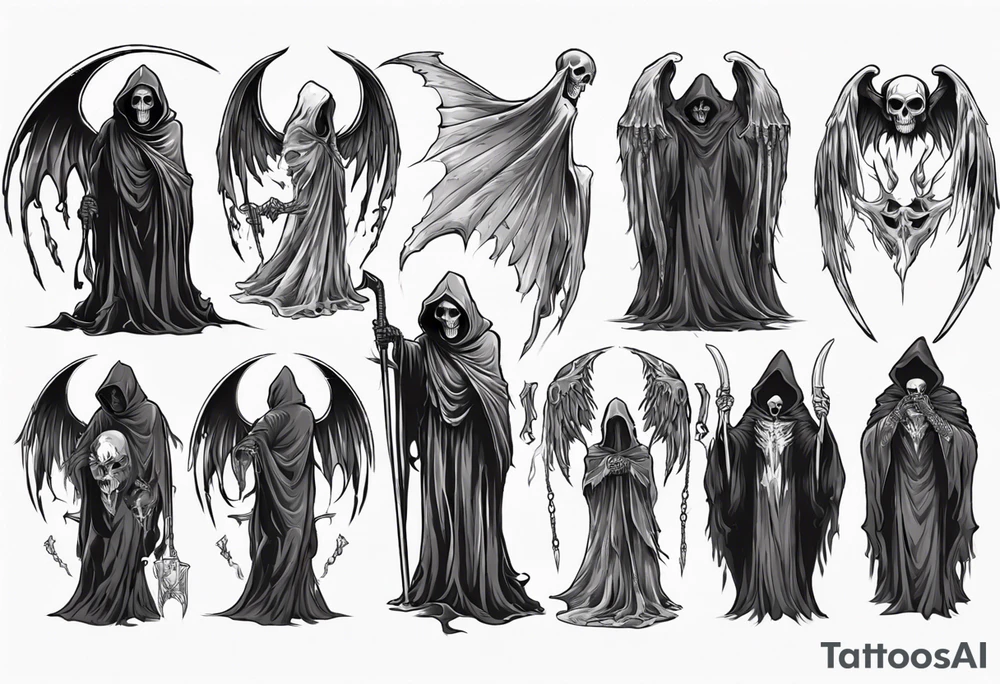 grim reaper cloak with wings tattoo idea