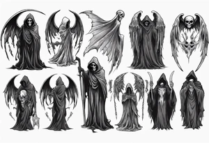 grim reaper cloak with wings tattoo idea