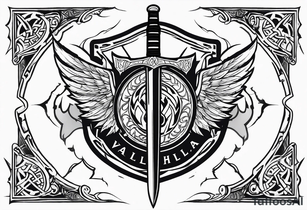 Valhalla sword shield lightning tattoo idea