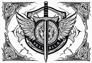 Valhalla sword shield lightning tattoo idea