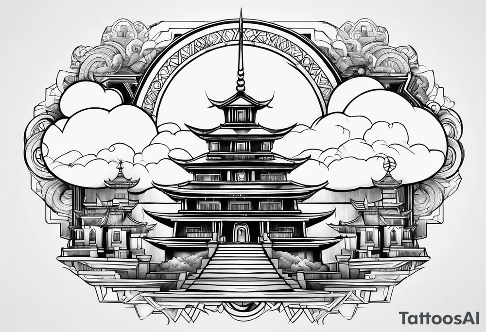 cloud town tattoo idea