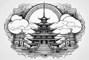 cloud town tattoo idea