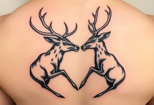 Two deer fighting not kissing  with in a low down stance tattoo idea
