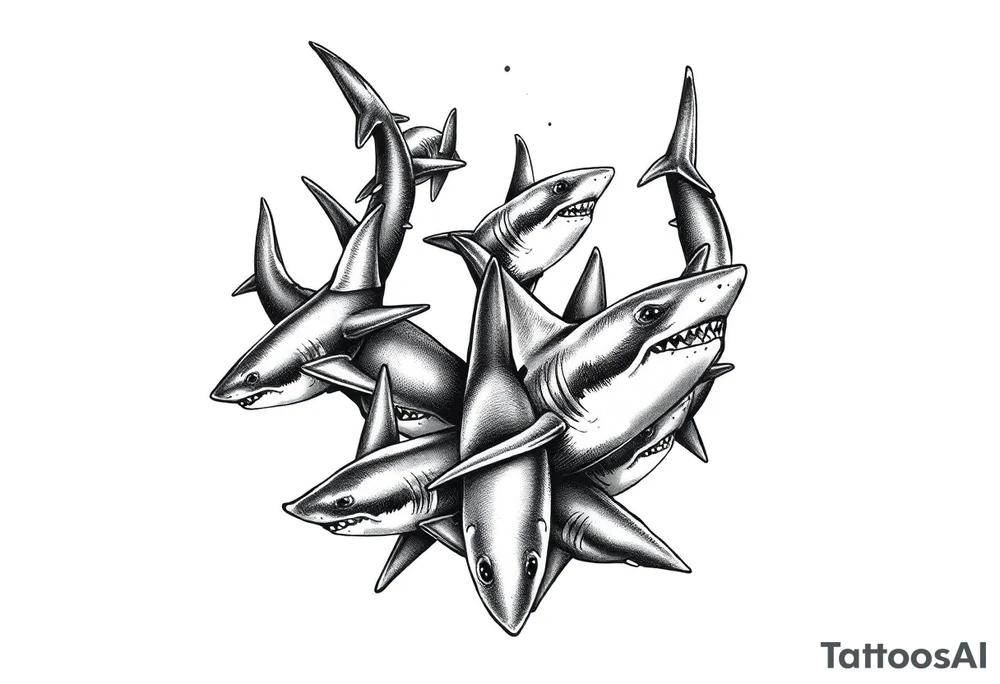 school of sharks from an above view tattoo idea