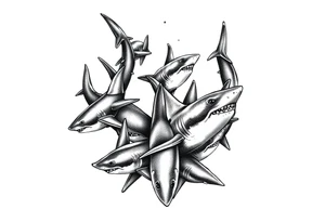 school of sharks from an above view tattoo idea