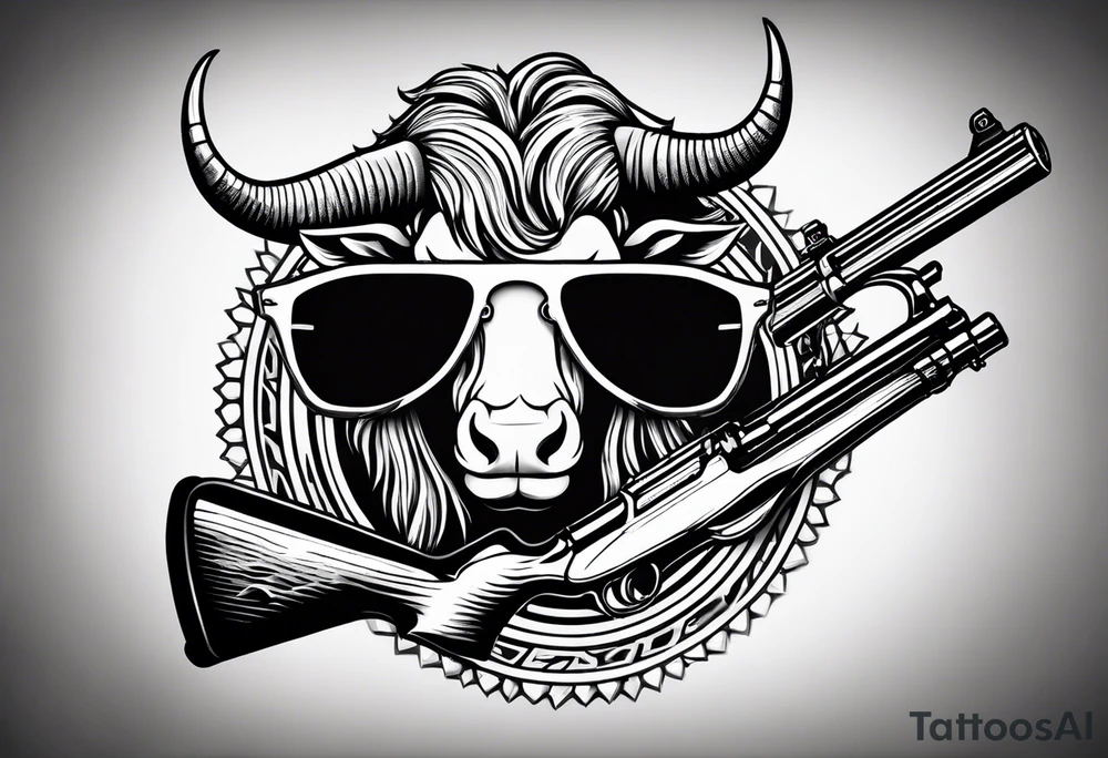 capricorn with sunglasses and shotgun tattoo idea