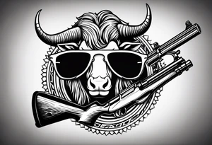 capricorn with sunglasses and shotgun tattoo idea