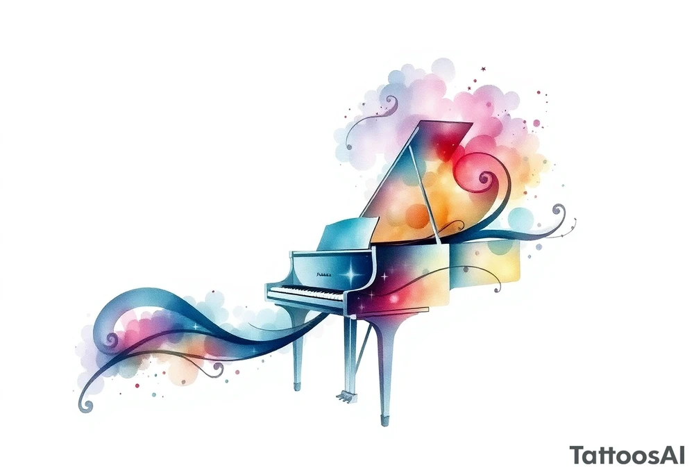 dreamy piano under the stars tattoo idea
