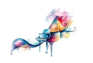 dreamy piano under the stars tattoo idea