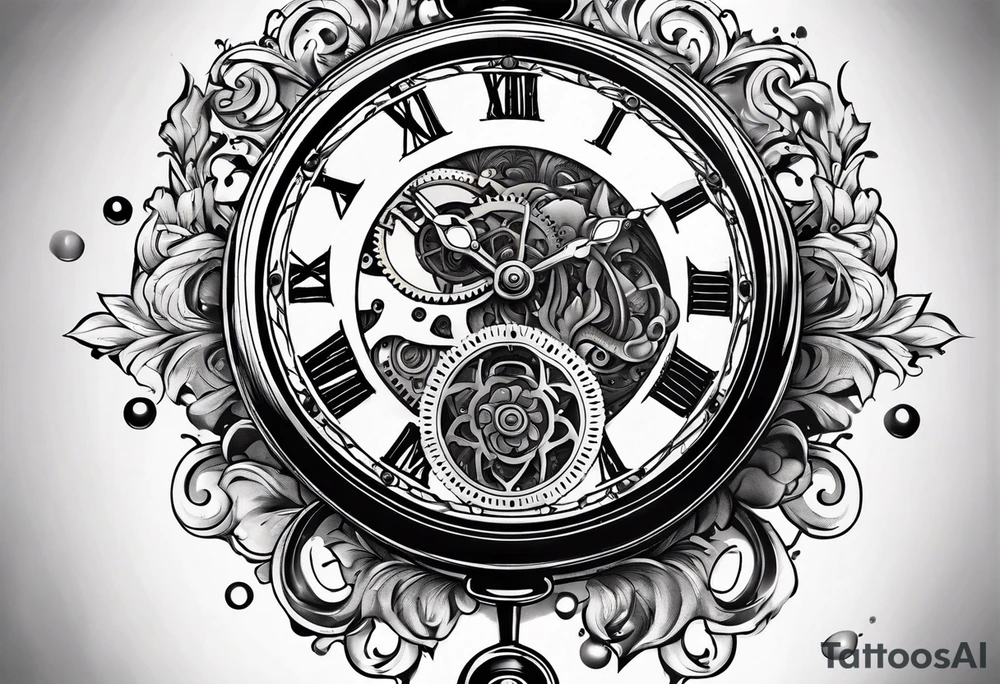 old school pocket watch
 exploded showing inner mechanism tattoo idea