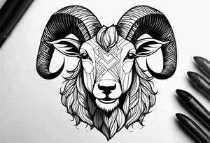 Headshot of Capricorn goat tattoo idea