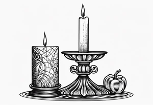 vintage candle holder with a broken candle stick tattoo idea