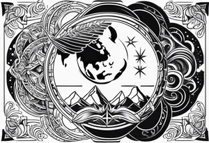 three elements: fire, air, earth tattoo idea