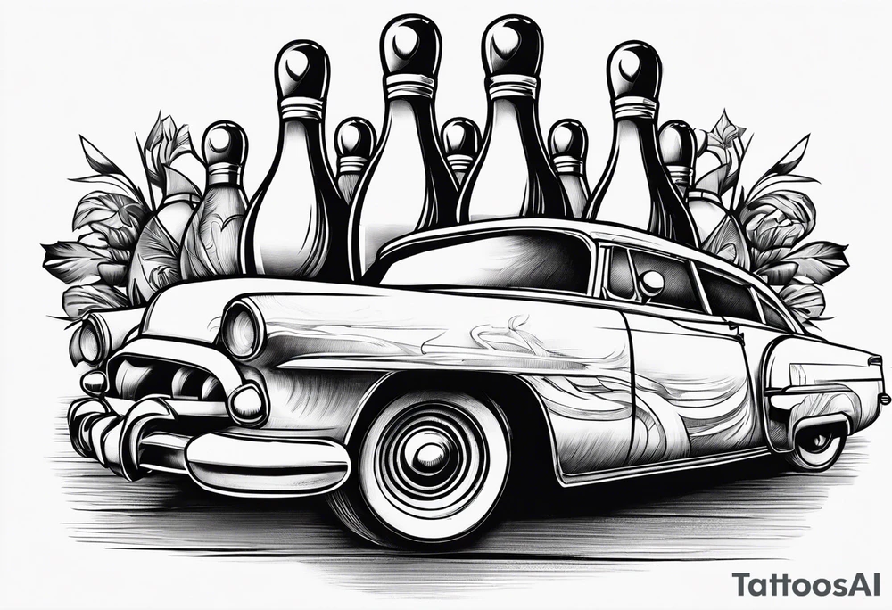 Bowling and cars tattoo idea