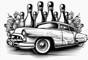 Bowling and cars tattoo idea