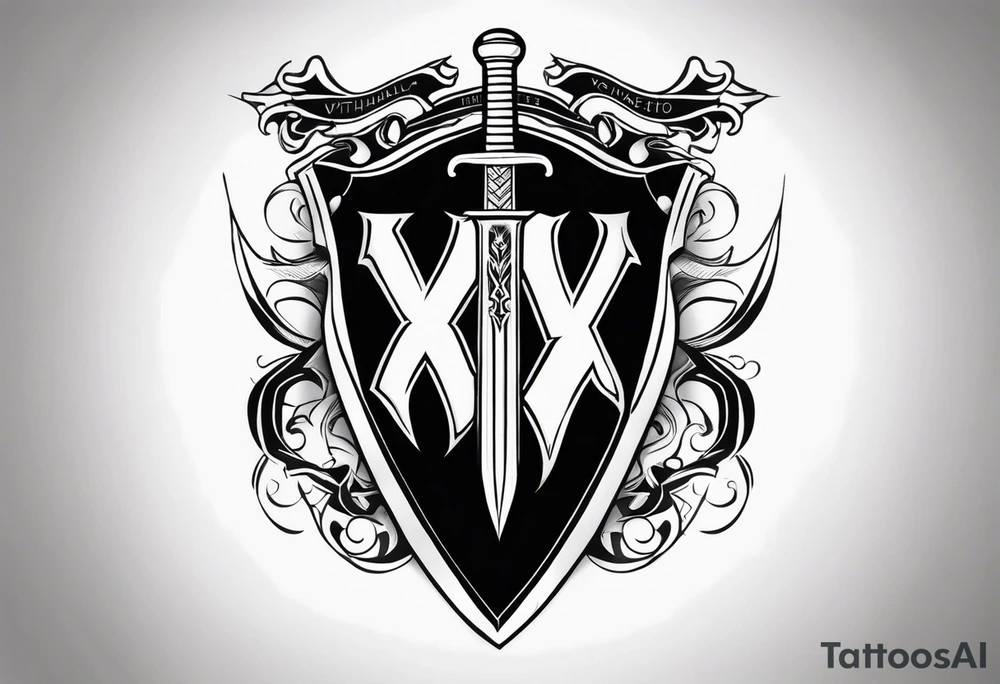 Valhalla sword shield lightning tattoo idea