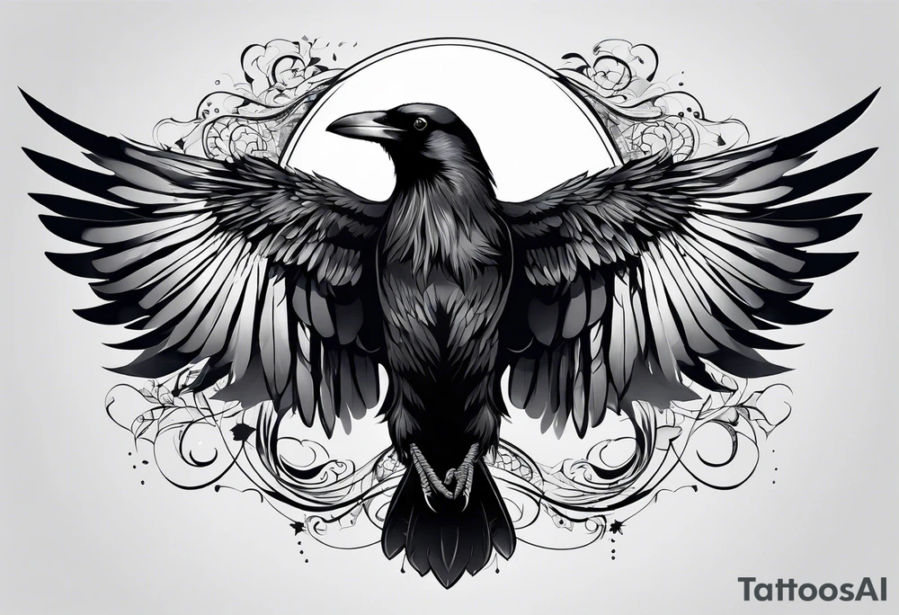 Crow with wings spread out tattoo idea