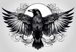 Crow with wings spread out tattoo idea
