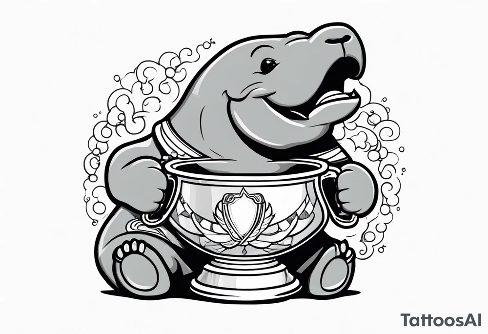 Manatee holding the Stanley Cup tattoo idea
